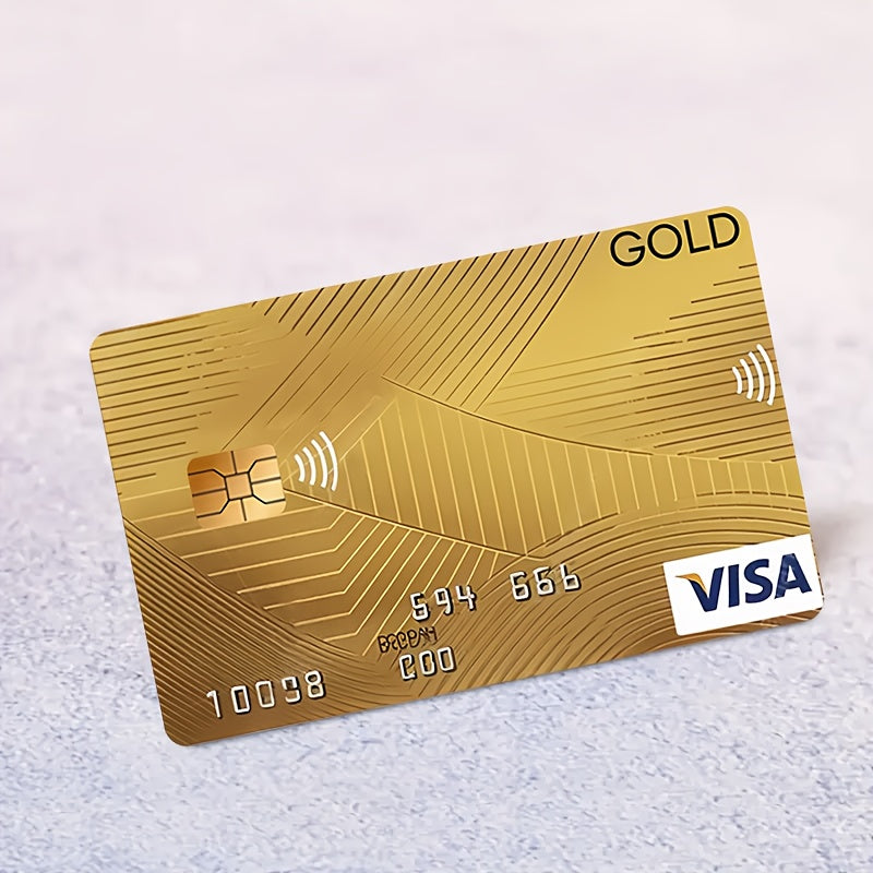 "Ultimate luxury yellow VISA pattern credit card sticker"Credit Card Sticker used for EBT, transportation, keys, credit cards, debit cards, card skins, protect bank cards, no bubbles, High Quality, suitable for small chip car