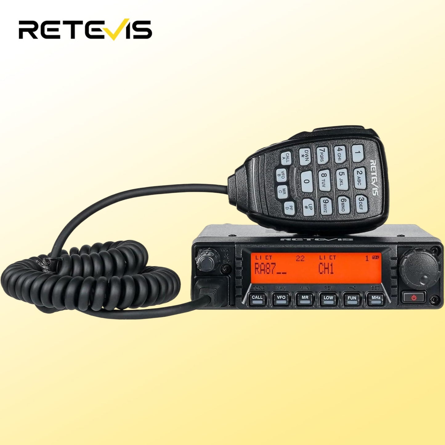 (Black 1Pack)Retevis RA87 GMRS Mobile Radio, 40W Mobile Transceiver Base Station with Cable, 8 Repeater Channels, Chirp, Dual Watch, Long Range Two Way Radio for Off-Road, Emergency Radio, Offroad Communication, Heavyduty Con