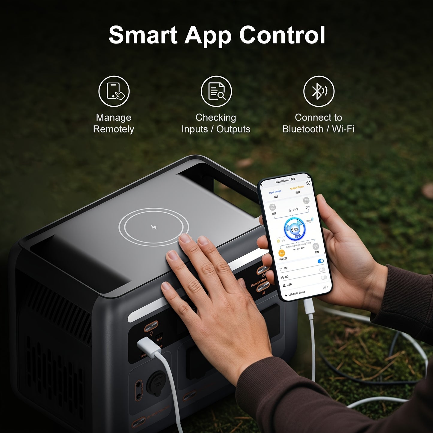 (2025 New) OSCAL Solar Generator with 400W Solar Panel PowerMax 1800, 1024Wh LiFePO4 Battery Generator with 3 AC Outlets (3200W Surge), 700W AC Charging, App Control Power Station for Home Backup, Plus A Bonus 30w Solar Panel