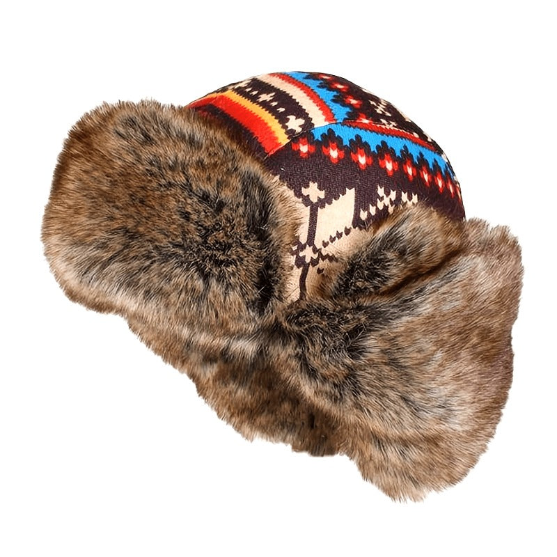 & Winter Hat - Cold-Resistant & Breathable Windproof Beige/Brown/Black/Blue/Red/White/Gray/Black-Turquoise Southwestern Turquoise Buckle - Fast Adjustable Buckle for Skiing,, Urban Style (No Bulk Warmth Loss)