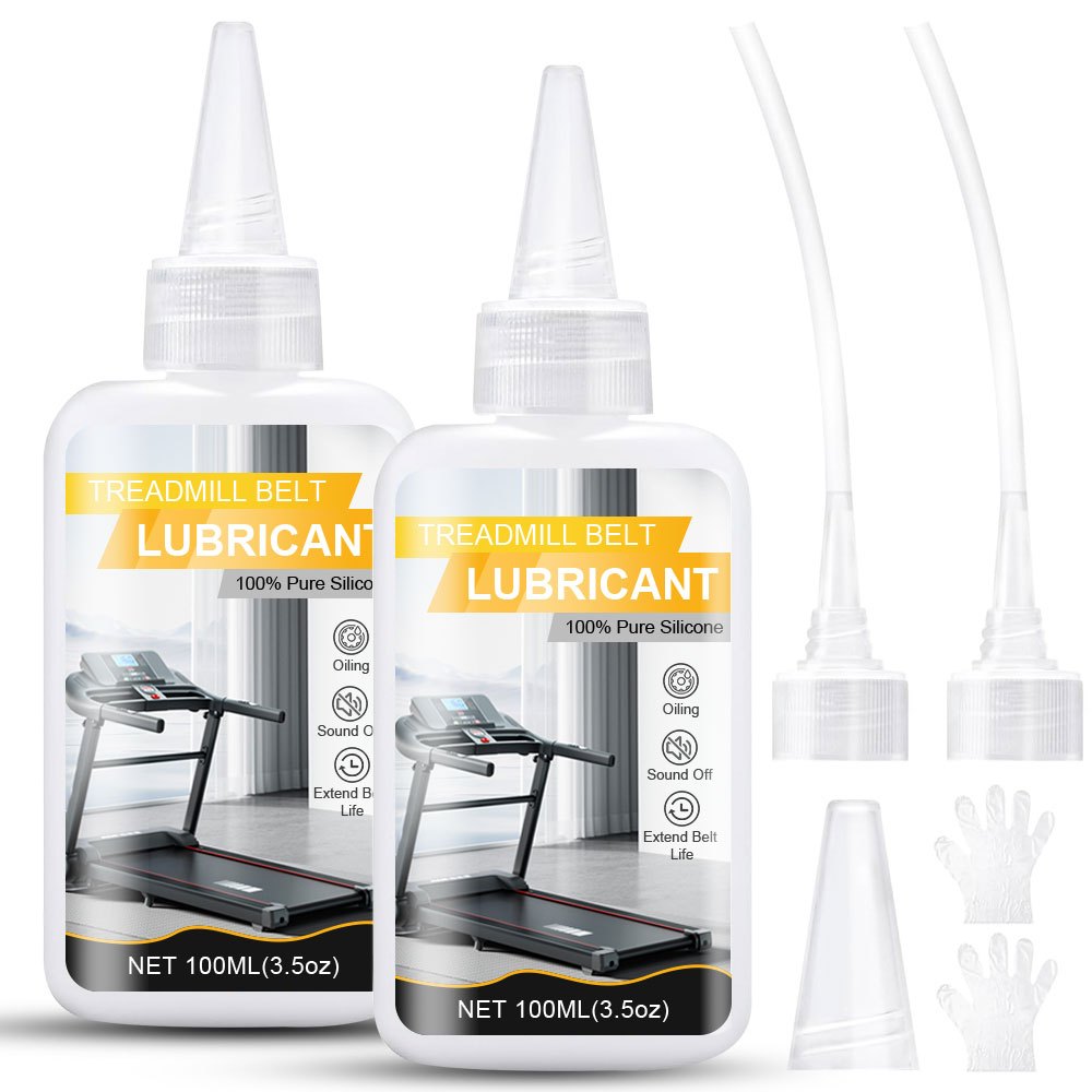 0.22lb or 0.44lb Treadmill Belt Lubricant with Applicator Tube & Gloves - 100% Silicone Oil, Odorless Non-Drip Formula, Reduces Friction & Noise, Fit for Treadmills, Gym Equipment Maintenance, Prolongs Belt Life