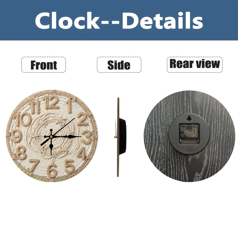 , 2DFlat, 1pc, wooden silent wall clock, round 8/10/12/14 inches, modern minimalist decoration, suitable for living room, bedroom, office, battery-operated (AA batteries not included), suitable for housewarming, wedding, birt