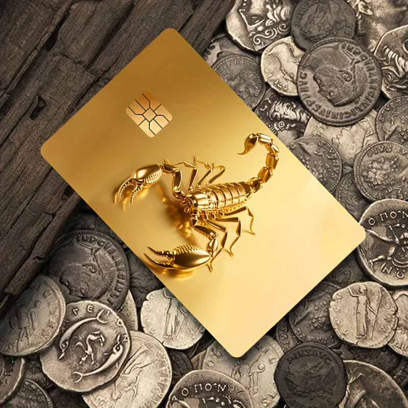 "Metallic scorpion pattern Credit Card Sticker used for EBT, transportation, keys, credit cards, debit cards, card skins, protect bank cards, no bubbles, High Quality, suitable for small chip cards", Key Card Protector, Ebt C