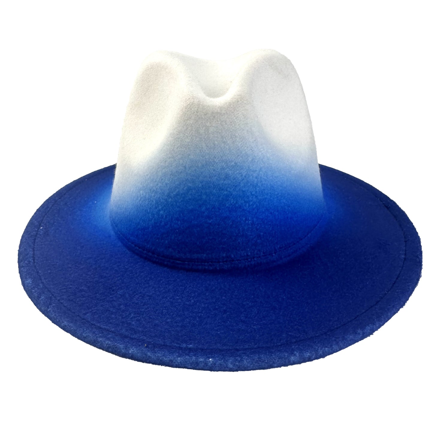 's Western Cowboy Hat - Wide Brim Gradient Blue/White/Navy/Dark Brown/Coffee Brown Felt, Funky Ombre Style for Rodeo, Country Music Festivals, Cowboy Parties - Durable & Hand Washable (No Feathers)