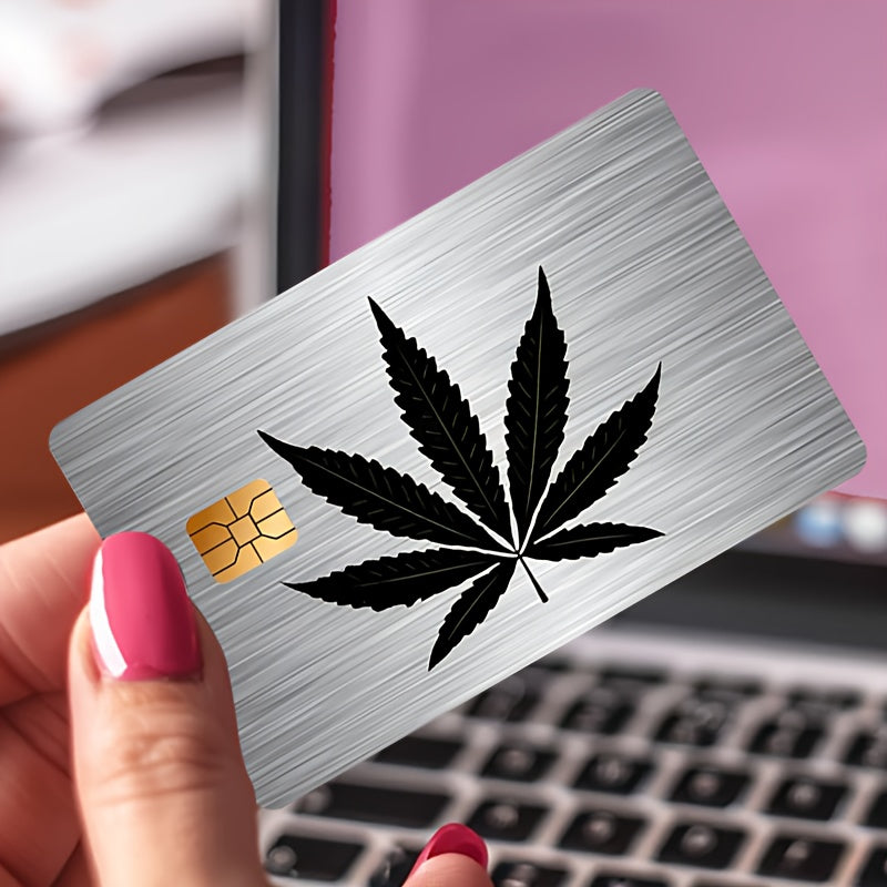 "Black Silvery leaf"Credit Card Sticker used for EBT, transportation, keys, credit cards, debit cards, card skins, protect bank cards, no bubbles, High Quality, suitable for small chip cards