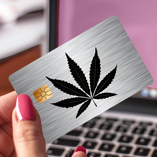 "Black Silvery leaf"Credit Card Sticker used for EBT, transportation, keys, credit cards, debit cards, card skins, protect bank cards, no bubbles, High Quality, suitable for small chip cards