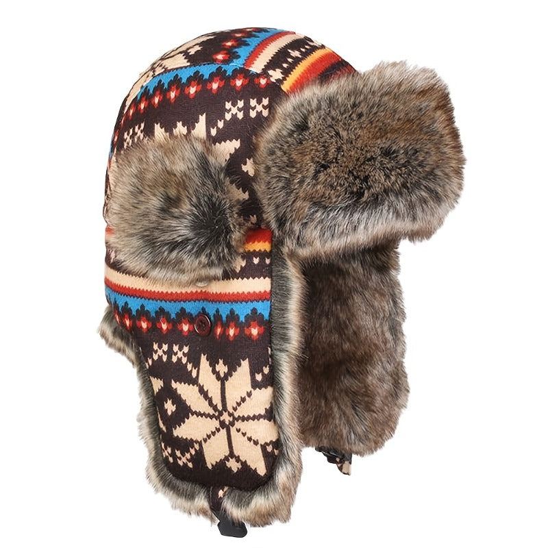 & Winter Hat - Cold-Resistant & Breathable Windproof Beige/Brown/Black/Blue/Red/White/Gray/Black-Turquoise Southwestern Turquoise Buckle - Fast Adjustable Buckle for Skiing,, Urban Style (No Bulk Warmth Loss)