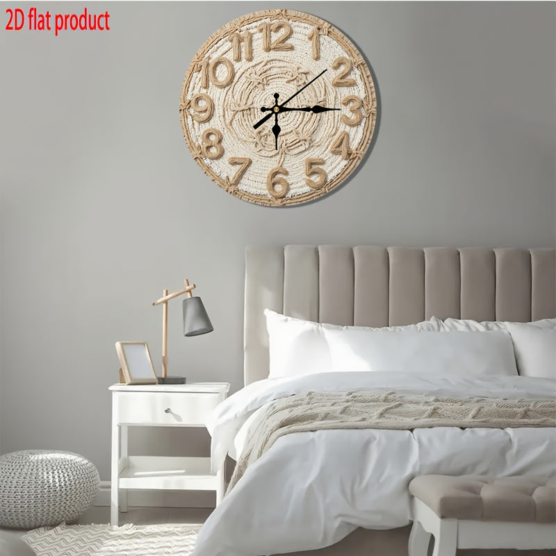 , 2DFlat, 1pc, wooden silent wall clock, round 8/10/12/14 inches, modern minimalist decoration, suitable for living room, bedroom, office, battery-operated (AA batteries not included), suitable for housewarming, wedding, birt
