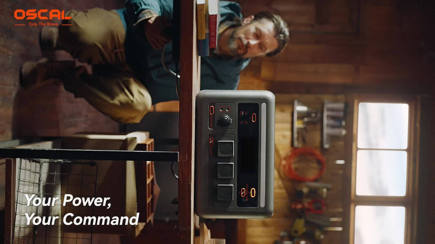 (2025 New)OSCAL 1800 Solar Generator with 500W Solar Panel PowerMax 1800, 1024Wh LiFePO4 Battery Generator with 3 AC Outlets (3200W Surge), 700W AC Charging, APP Control Power Station for Home Backup Plus Bonus 30w Solar Pane