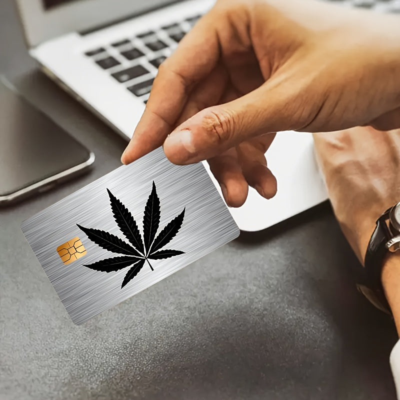 "Black Silvery leaf"Credit Card Sticker used for EBT, transportation, keys, credit cards, debit cards, card skins, protect bank cards, no bubbles, High Quality, suitable for small chip cards
