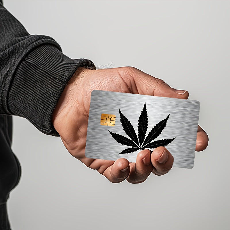 "Black Silvery leaf"Credit Card Sticker used for EBT, transportation, keys, credit cards, debit cards, card skins, protect bank cards, no bubbles, High Quality, suitable for small chip cards