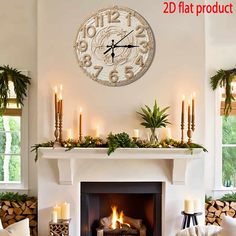 , 2DFlat, 1pc, wooden silent wall clock, round 8/10/12/14 inches, modern minimalist decoration, suitable for living room, bedroom, office, battery-operated (AA batteries not included), suitable for housewarming, wedding, birt