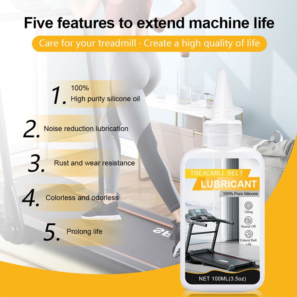 0.22lb or 0.44lb Treadmill Belt Lubricant with Applicator Tube & Gloves - 100% Silicone Oil, Odorless Non-Drip Formula, Reduces Friction & Noise, Fit for Treadmills, Gym Equipment Maintenance, Prolongs Belt Life