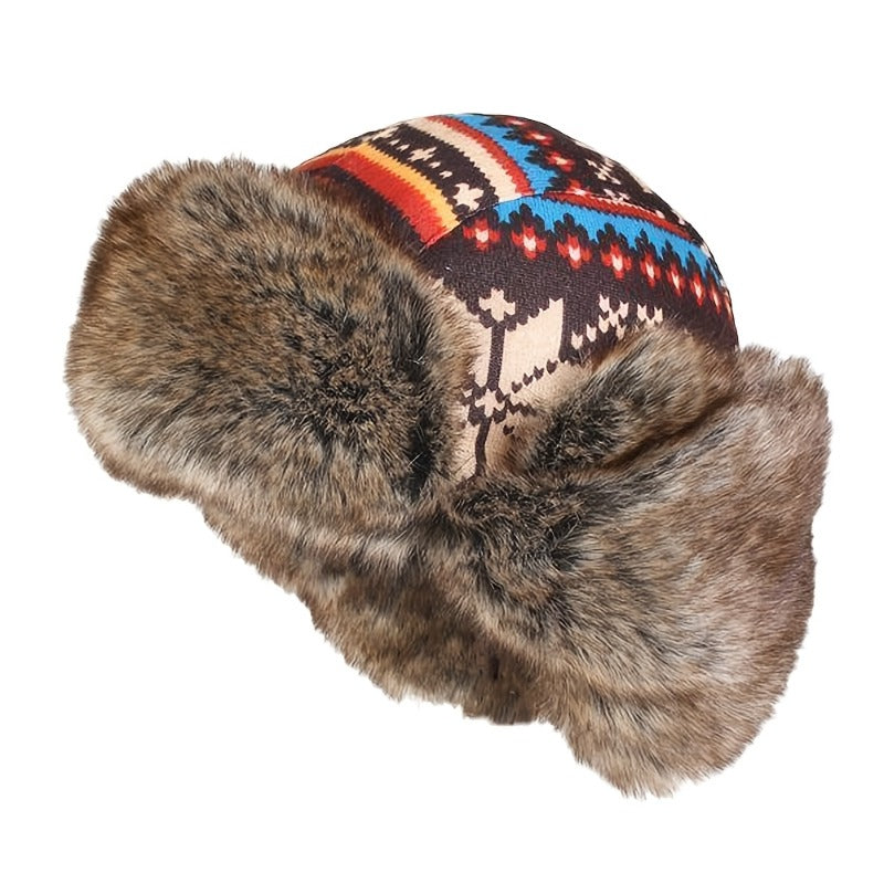 & Winter Hat - Cold-Resistant & Breathable Windproof Beige/Brown/Black/Blue/Red/White/Gray/Black-Turquoise Southwestern Turquoise Buckle - Fast Adjustable Buckle for Skiing,, Urban Style (No Bulk Warmth Loss)