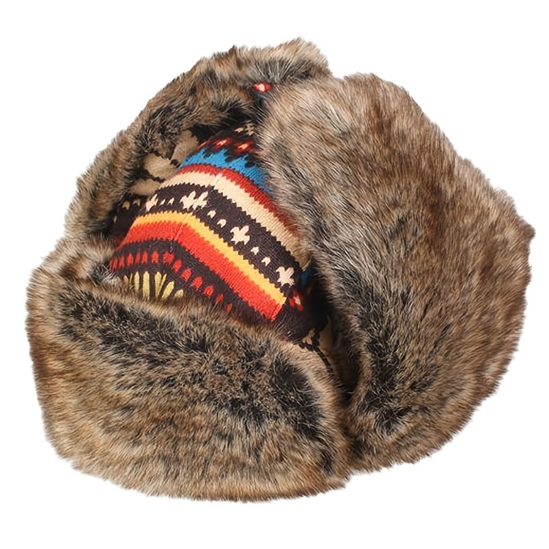 & Winter Hat - Cold-Resistant & Breathable Windproof Beige/Brown/Black/Blue/Red/White/Gray/Black-Turquoise Southwestern Turquoise Buckle - Fast Adjustable Buckle for Skiing,, Urban Style (No Bulk Warmth Loss)