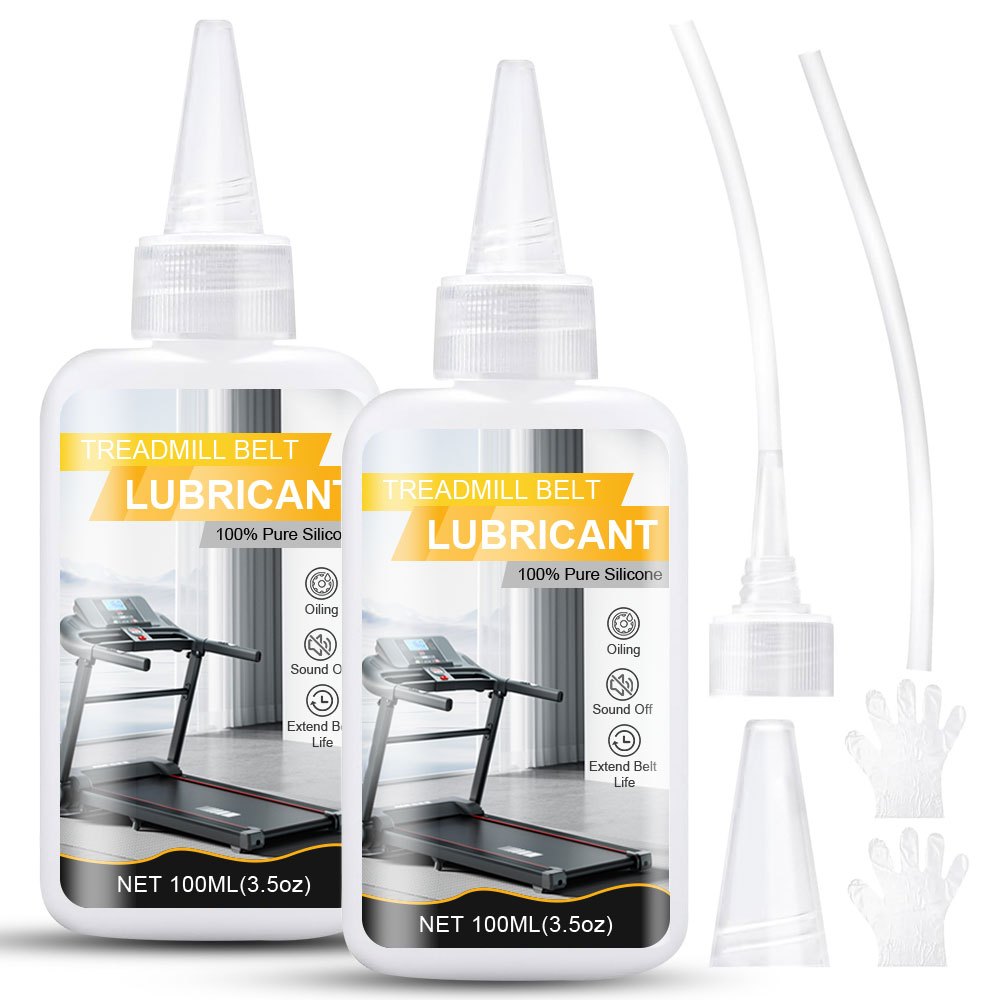 0.22lb or 0.44lb Treadmill Belt Lubricant with Applicator Tube & Gloves - 100% Silicone Oil, Odorless Non-Drip Formula, Reduces Friction & Noise, Fit for Treadmills, Gym Equipment Maintenance, Prolongs Belt Life
