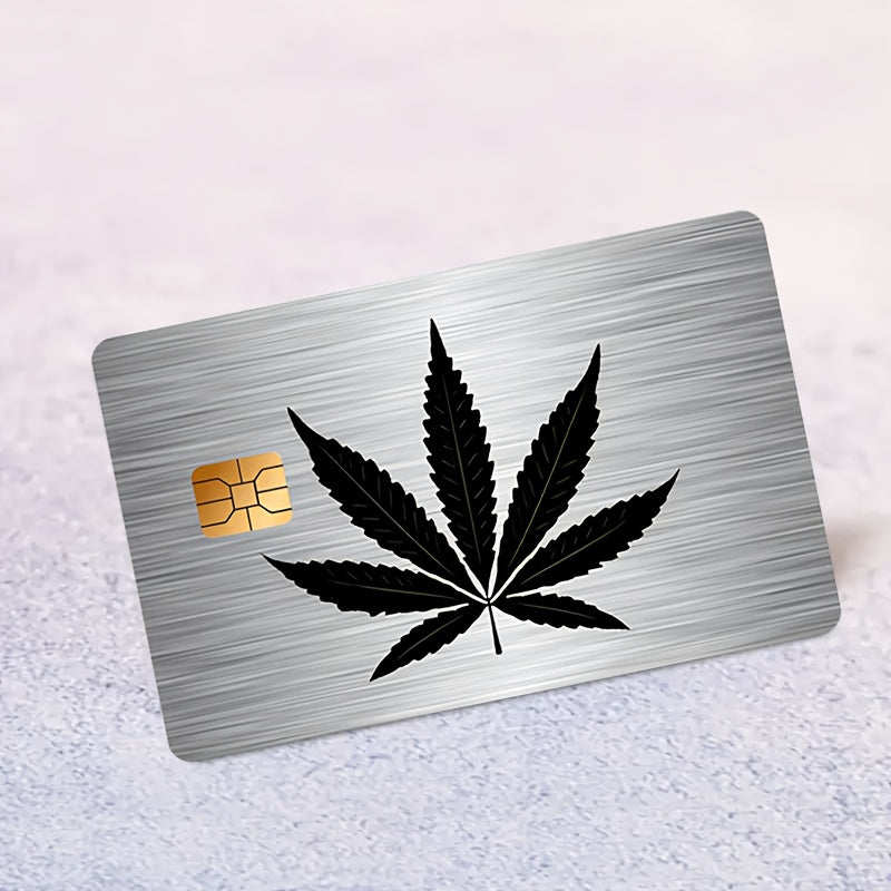 "Black Silvery leaf"Credit Card Sticker used for EBT, transportation, keys, credit cards, debit cards, card skins, protect bank cards, no bubbles, High Quality, suitable for small chip cards