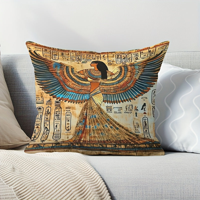 1 Egyptian Goddess Square Cushion Cover | Vibrant Ancient Deity Design on Soft Plush Polyester | Ideal for Easter, Christmas, Thanksgiving, New Year, Birthday Parties & Valentine's Day Home Decor | 18x18 Inches, Single-Sided