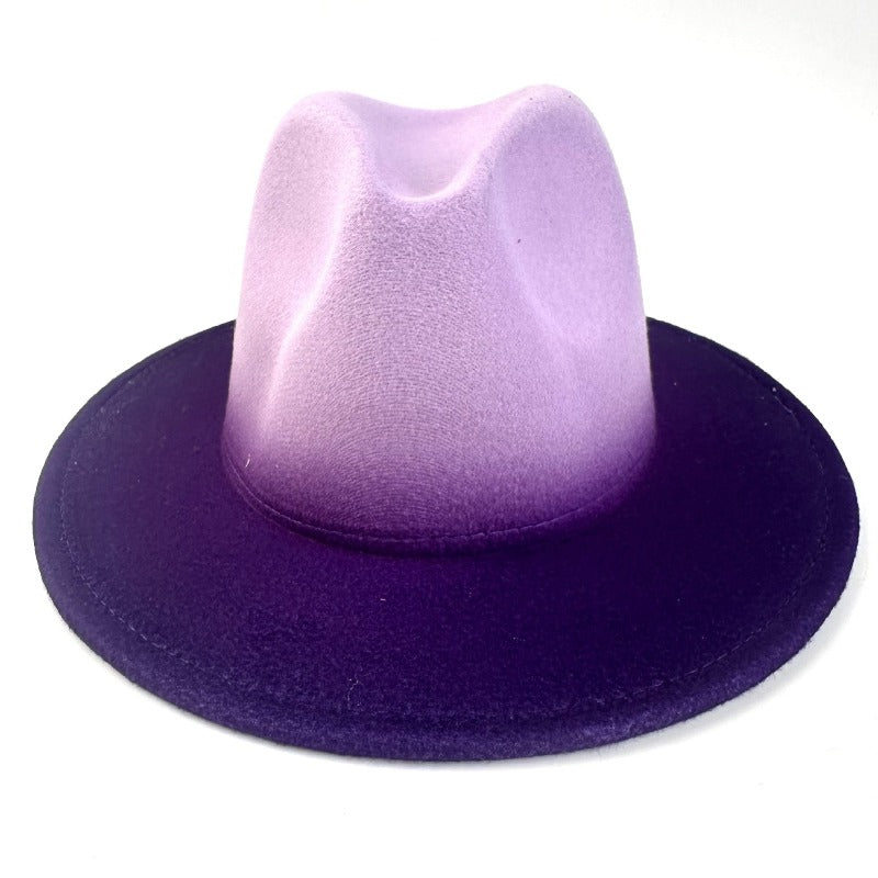 's Western Cowboy Hat - Wide Brim Gradient Blue/White/Navy/Dark Brown/Coffee Brown Felt, Funky Ombre Style for Rodeo, Country Music Festivals, Cowboy Parties - Durable & Hand Washable (No Feathers)