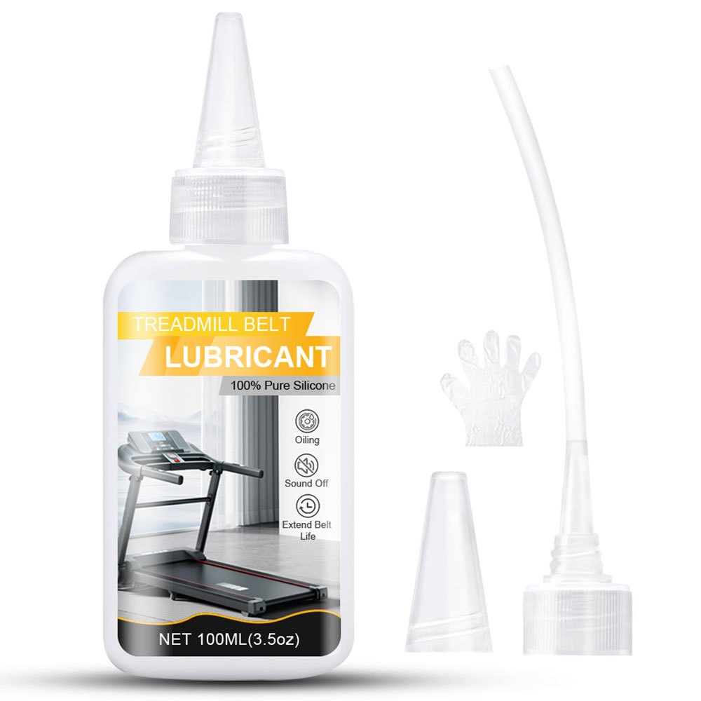 0.22lb or 0.44lb Treadmill Belt Lubricant with Applicator Tube & Gloves - 100% Silicone Oil, Odorless Non-Drip Formula, Reduces Friction & Noise, Fit for Treadmills, Gym Equipment Maintenance, Prolongs Belt Life