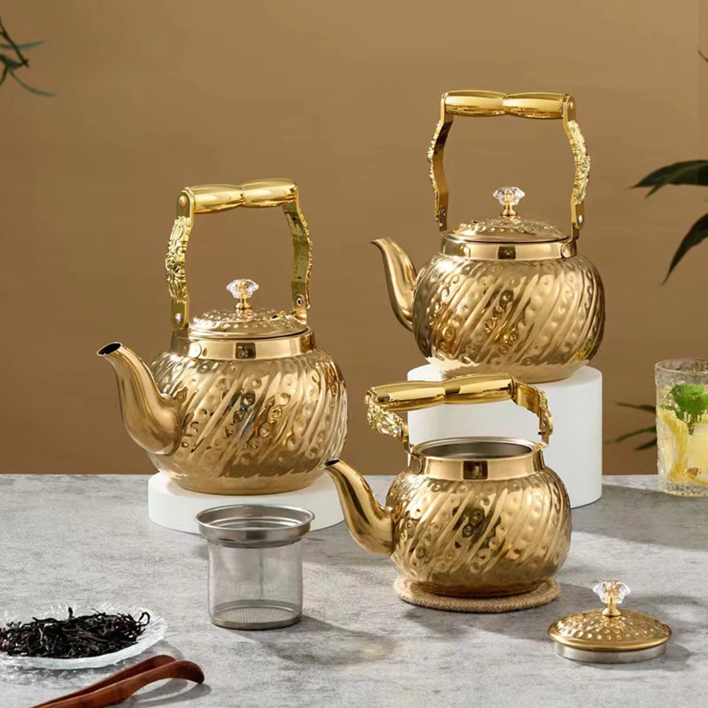 1 L Stainless Steel Teapot Small Water Kettle Portable Water Boiler with Infuser for Restaurant Kitchen Camping Hotel Home