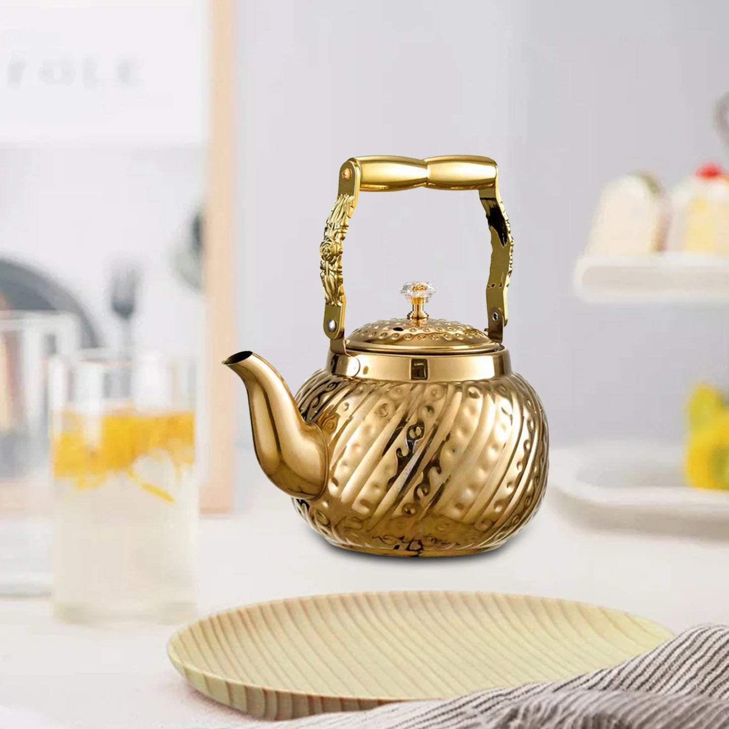 1 L Stainless Steel Teapot Small Water Kettle Portable Water Boiler with Infuser for Restaurant Kitchen Camping Hotel Home