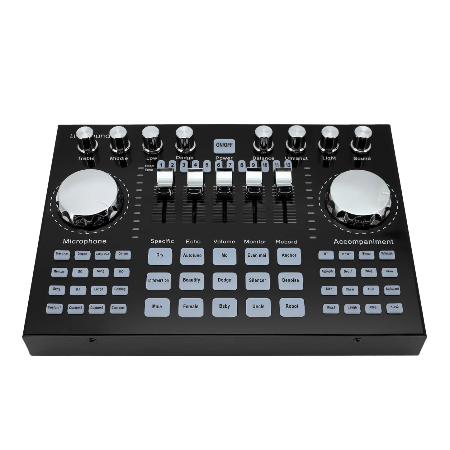 * K1 Live Sound Card Voice Changer Karaoke  Audio Mixer for Broadcast Recording KTV Music Audio Multifunctional Live Sound Card