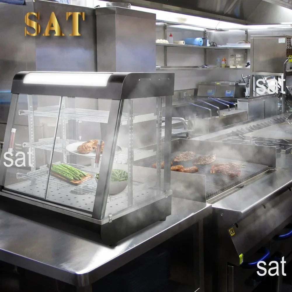 -for Barton Commercial 3-Tier Food Warmer W/27 Display Case 1200W Electric Buffet Restaurant Countertop Pizza Hot Dog