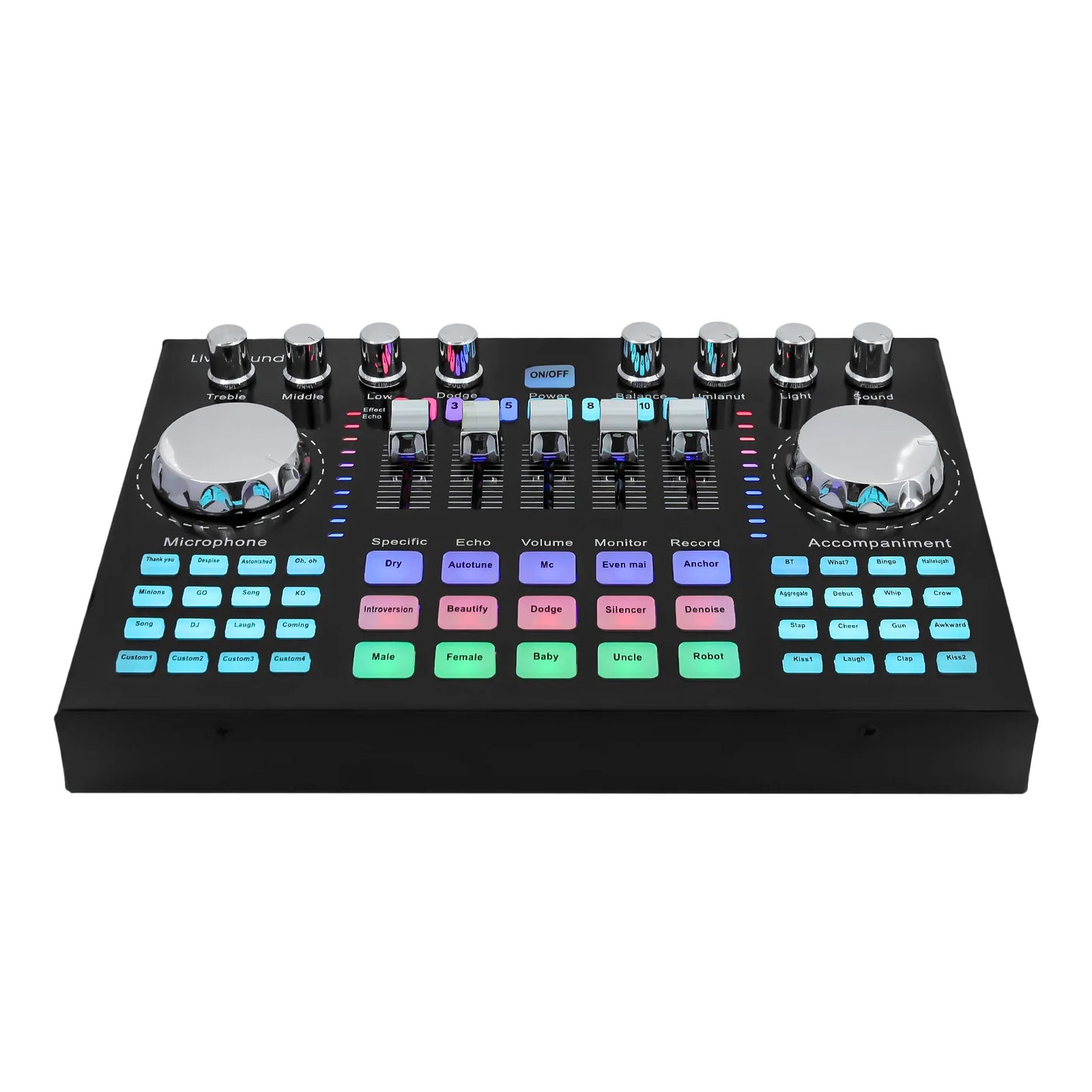 * K1 Live Sound Card Voice Changer Karaoke  Audio Mixer for Broadcast Recording KTV Music Audio Multifunctional Live Sound Card