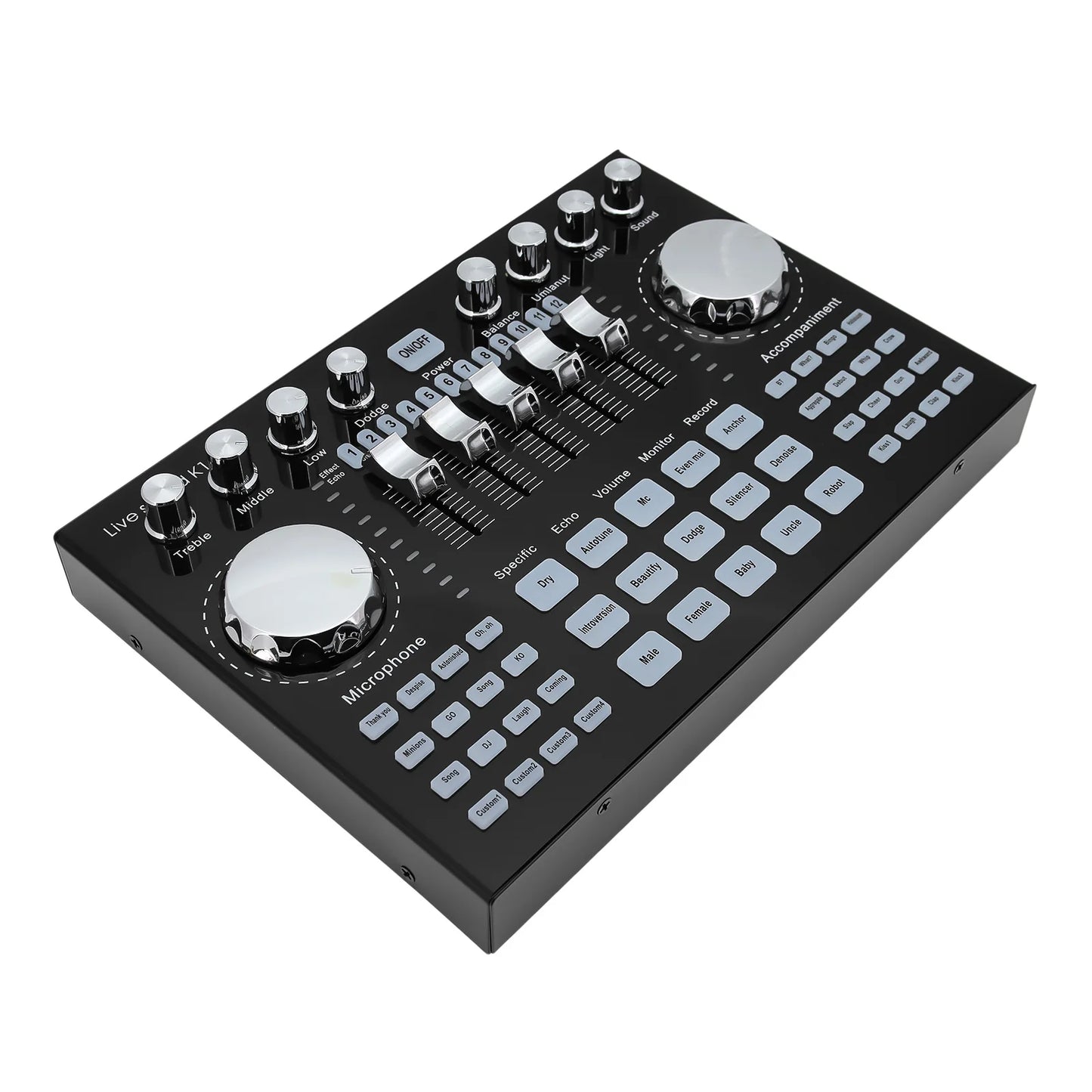 * K1 Live Sound Card Voice Changer Karaoke  Audio Mixer for Broadcast Recording KTV Music Audio Multifunctional Live Sound Card