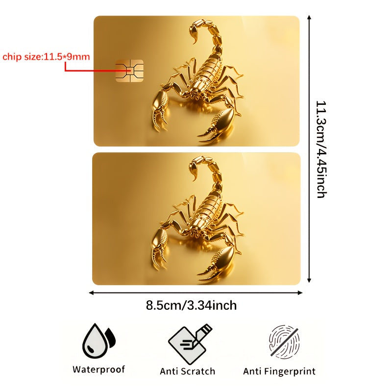"Metallic scorpion pattern Credit Card Sticker used for EBT, transportation, keys, credit cards, debit cards, card skins, protect bank cards, no bubbles, High Quality, suitable for small chip cards", Key Card Protector, Ebt C