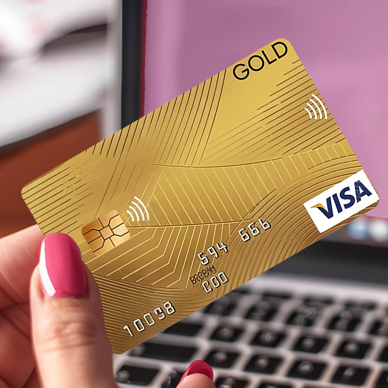 "Ultimate luxury yellow VISA pattern credit card sticker"Credit Card Sticker used for EBT, transportation, keys, credit cards, debit cards, card skins, protect bank cards, no bubbles, High Quality, suitable for small chip car