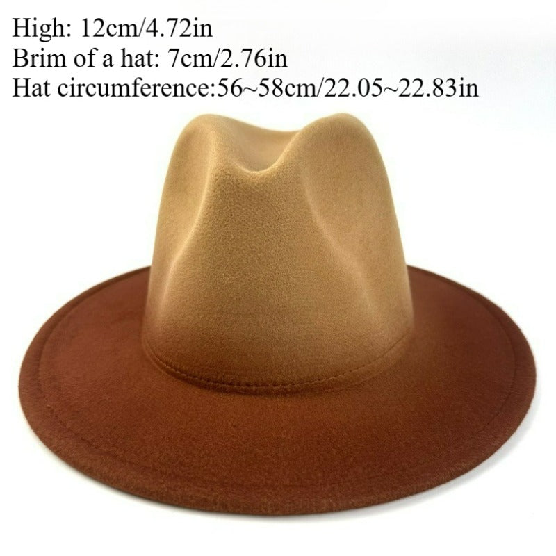 's Western Cowboy Hat - Wide Brim Gradient Blue/White/Navy/Dark Brown/Coffee Brown Felt, Funky Ombre Style for Rodeo, Country Music Festivals, Cowboy Parties - Durable & Hand Washable (No Feathers)