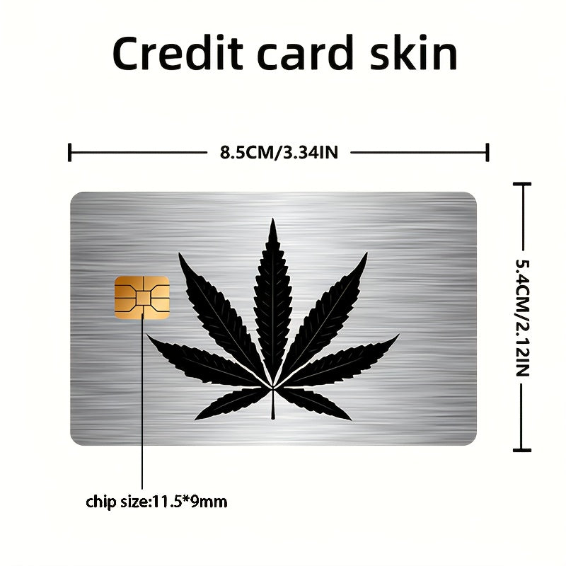 "Black Silvery leaf"Credit Card Sticker used for EBT, transportation, keys, credit cards, debit cards, card skins, protect bank cards, no bubbles, High Quality, suitable for small chip cards