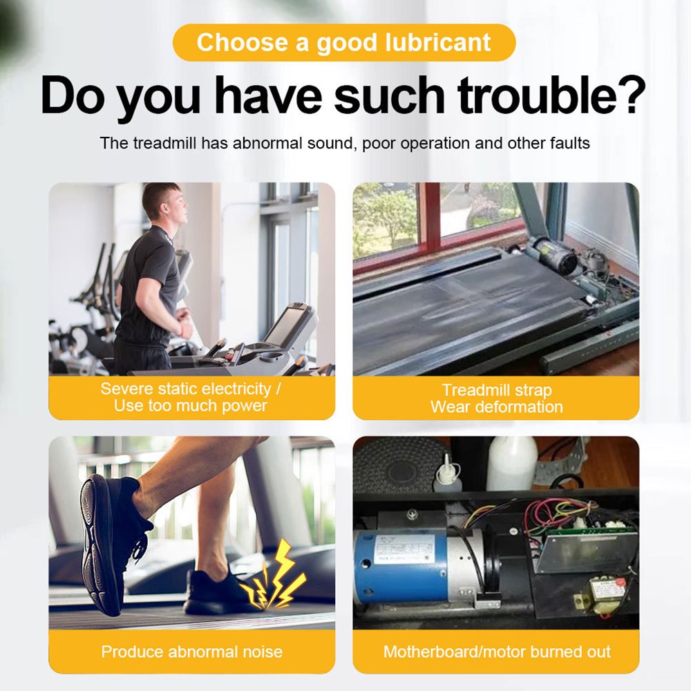 0.22lb or 0.44lb Treadmill Belt Lubricant with Applicator Tube & Gloves - 100% Silicone Oil, Odorless Non-Drip Formula, Reduces Friction & Noise, Fit for Treadmills, Gym Equipment Maintenance, Prolongs Belt Life