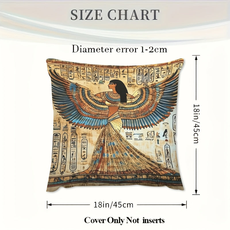 1 Egyptian Goddess Square Cushion Cover | Vibrant Ancient Deity Design on Soft Plush Polyester | Ideal for Easter, Christmas, Thanksgiving, New Year, Birthday Parties & Valentine's Day Home Decor | 18x18 Inches, Single-Sided