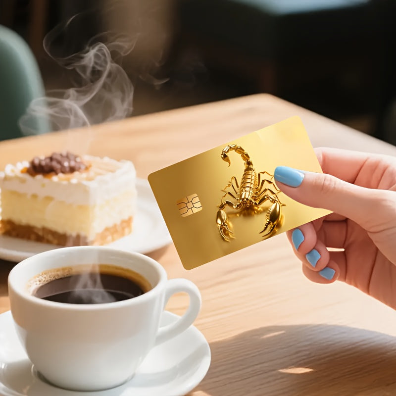 "Metallic scorpion pattern Credit Card Sticker used for EBT, transportation, keys, credit cards, debit cards, card skins, protect bank cards, no bubbles, High Quality, suitable for small chip cards", Key Card Protector, Ebt C
