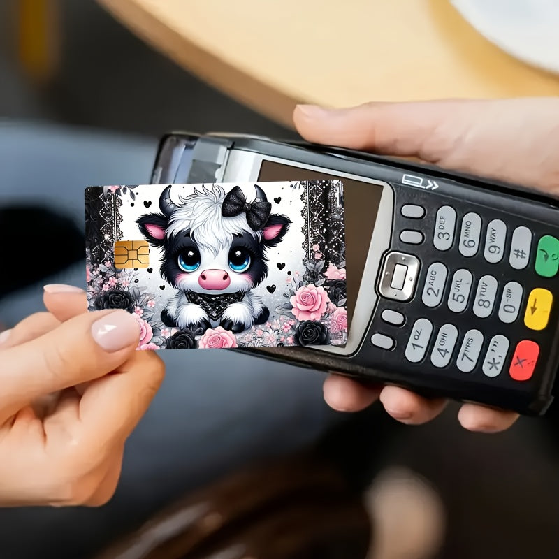 "Animal Cow Credit Card Sticker used for EBT, transportation, keys, credit cards, debit cards, card skins, protect bank cards, no bubbles, High Quality, suitable for small chip cards", Transportation Card Light Beige, Minimal