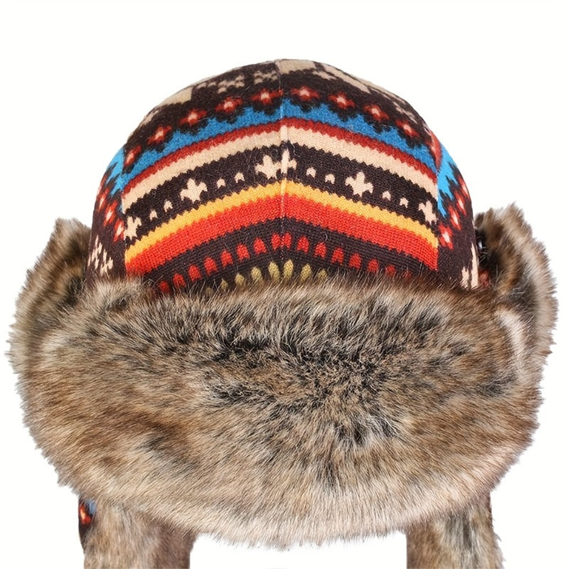 & Winter Hat - Cold-Resistant & Breathable Windproof Beige/Brown/Black/Blue/Red/White/Gray/Black-Turquoise Southwestern Turquoise Buckle - Fast Adjustable Buckle for Skiing,, Urban Style (No Bulk Warmth Loss)