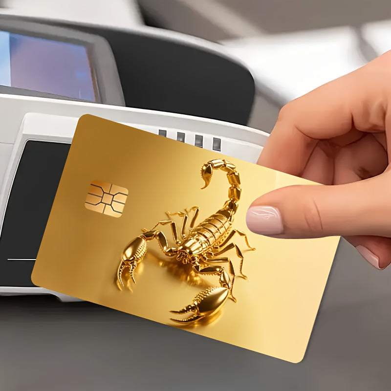 "Metallic scorpion pattern Credit Card Sticker used for EBT, transportation, keys, credit cards, debit cards, card skins, protect bank cards, no bubbles, High Quality, suitable for small chip cards", Key Card Protector, Ebt C
