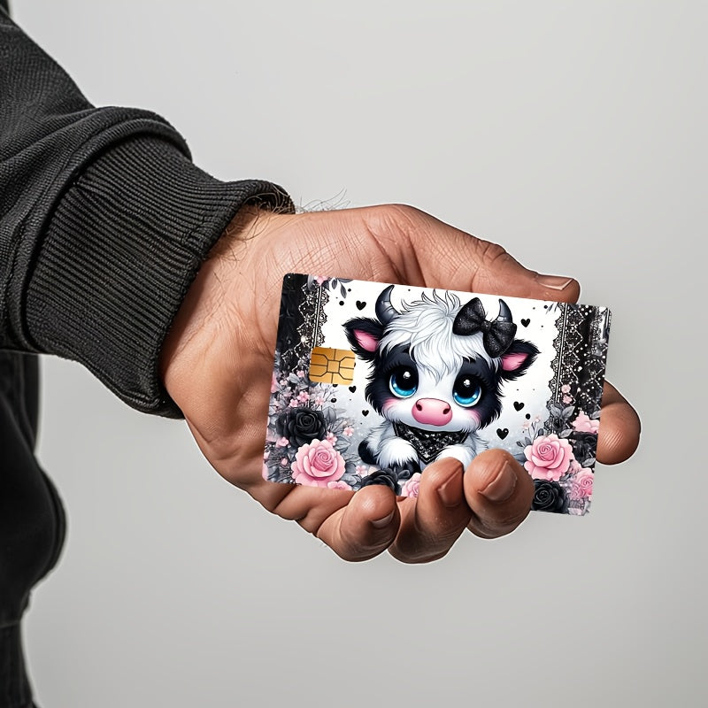 "Animal Cow Credit Card Sticker used for EBT, transportation, keys, credit cards, debit cards, card skins, protect bank cards, no bubbles, High Quality, suitable for small chip cards", Transportation Card Light Beige, Minimal